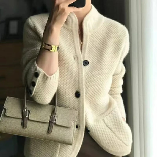 Women's cashmere wool thick sweater jacket